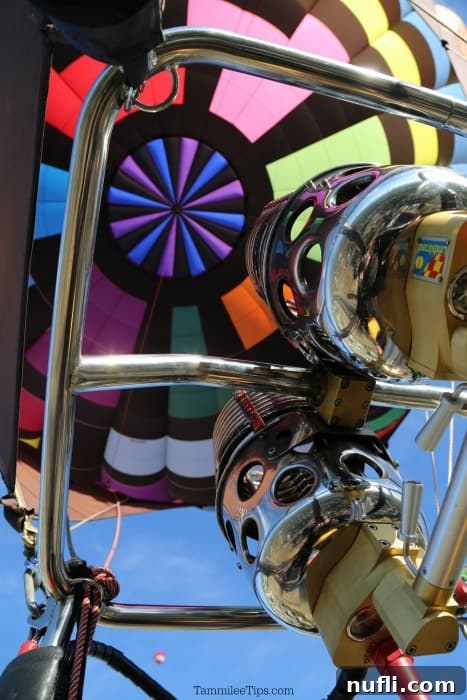 Looking up inside a hot air balloon 