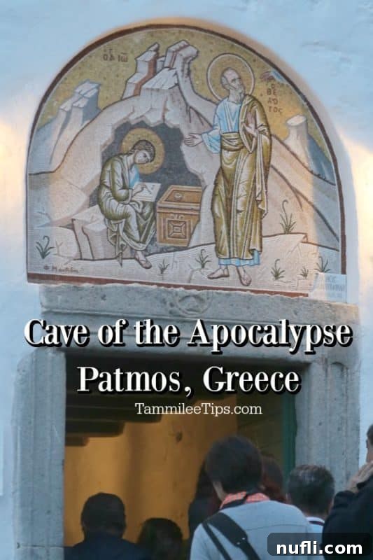 Patmos: St. John's Monastery and the Cave of Apocalypse 3 People walking towards the entrance of the Cave of the Apocalypse in Patmos, Greece