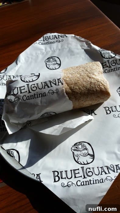 Carnival Sunshine Dining Guide 9 Blue Iguana Cantina paper wrapped around a burrito