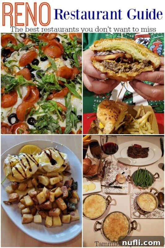 A vibrant collage of delectable dishes representing Reno's diverse culinary scene