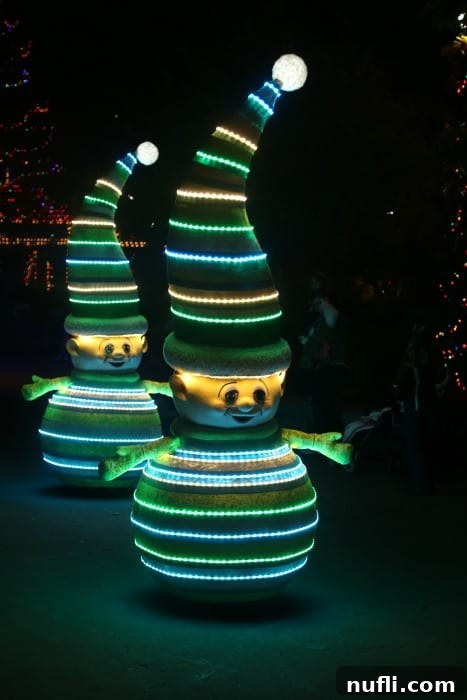 Christmas parade characters lit up