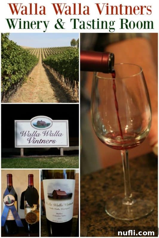 Walla Walla Vintners winery facade and vineyard collage, showcasing the beauty of the Walla Walla wine region