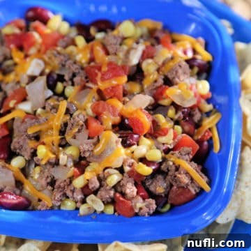 beer chili in a blue bowl