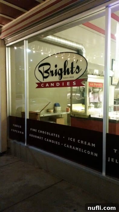 Walla Walla Dining Gems 6 Bright's candies sign on a glass window