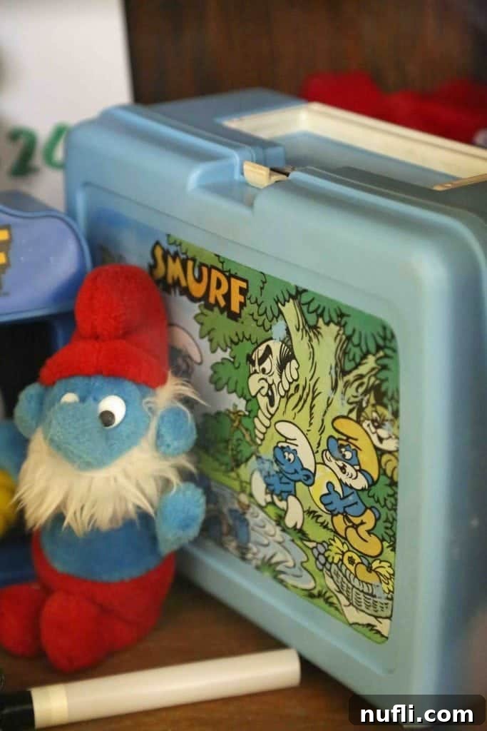 Smurfs toys and lunchbox display at Branson Toy Museum