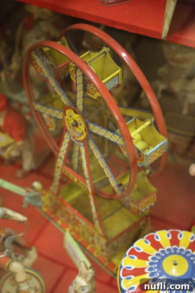 Vintage Ferris wheel toy on display at Branson Toy Museum
