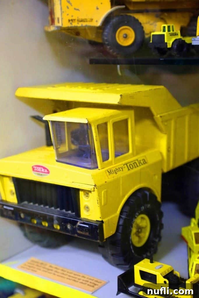 Collection of classic metal Tonka trucks at Branson Toy Museum