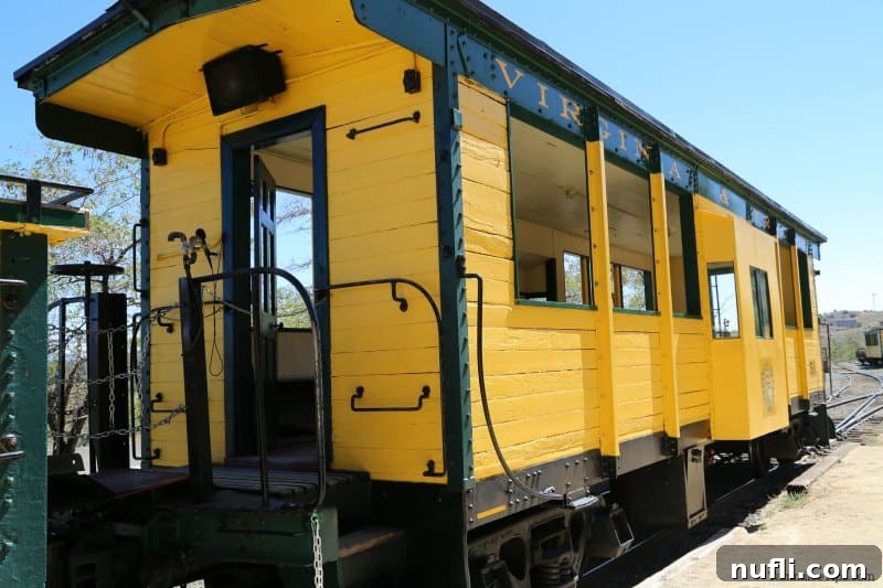 Yellow train car with seating inside