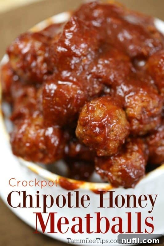 Chipotle honey meatballs under a bowl of meatballs