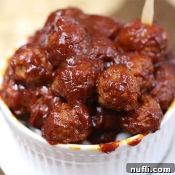 Crock Pot Chipotle Honey Meatballs in a white bowl