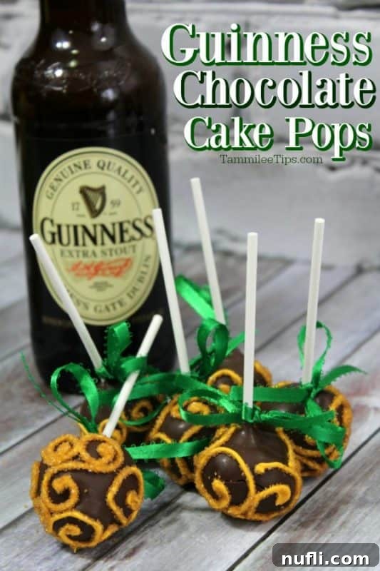 Guinness Cake Pops with a bottle of Guinness stout