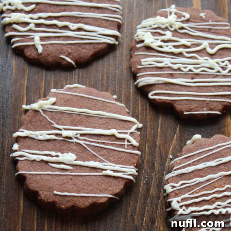 Chocolate Shortbread Cookies on a rustic wooden board, ready to be served