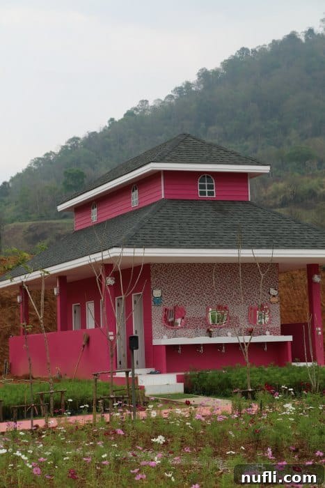 Pink bathroom interior featuring Hello Kitty decor on toilet seats