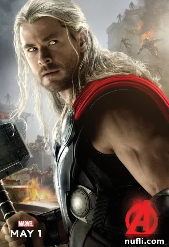 Chris Hemsworth and Chris Evans Discuss Avengers Age of Ultron 5 Avengers: Age of Ultron movie poster featuring Thor.