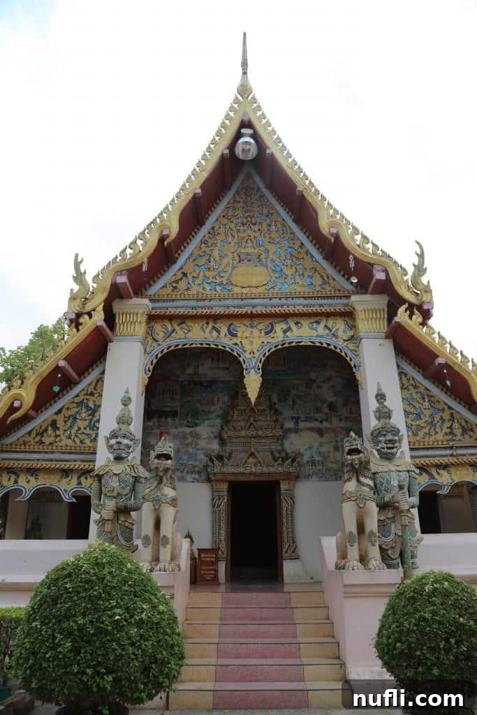 A traditional Thai temple in Chiang Khan, showcasing intricate architecture and cultural heritage.