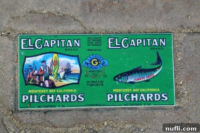 El Capitan Brand Label for fish containers on the ground
