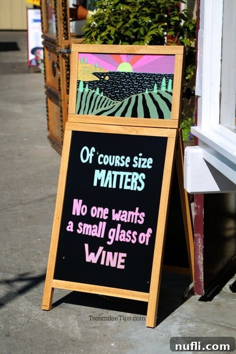 Of course Size matters No one wants a small glass of wine sign 