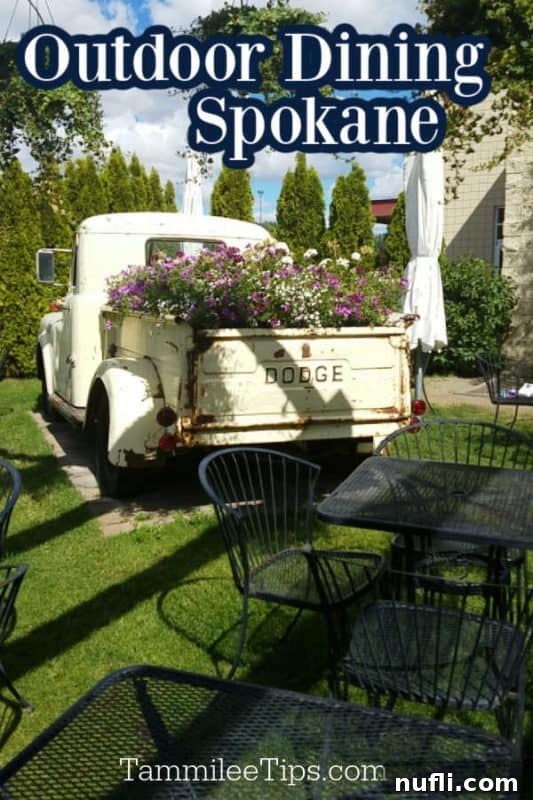 Spokane's Ultimate Outdoor Dining Destinations 2 outdoor dining spokane over a truck with flowers and tables