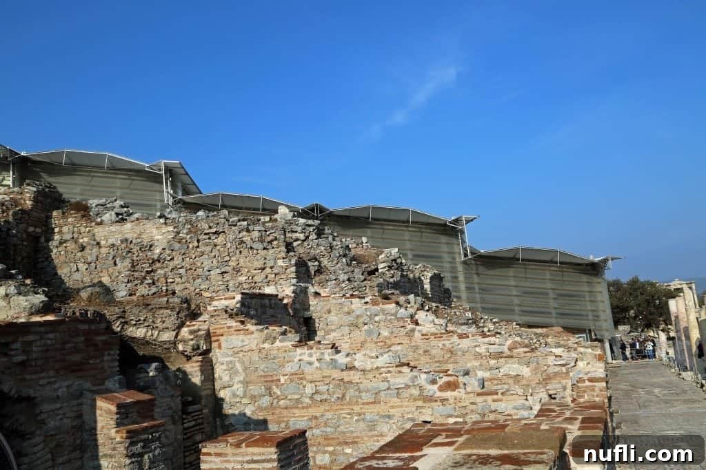 Exterior view of the protective cover over the ancient Terracotta Houses of Ephesus, Turkey.