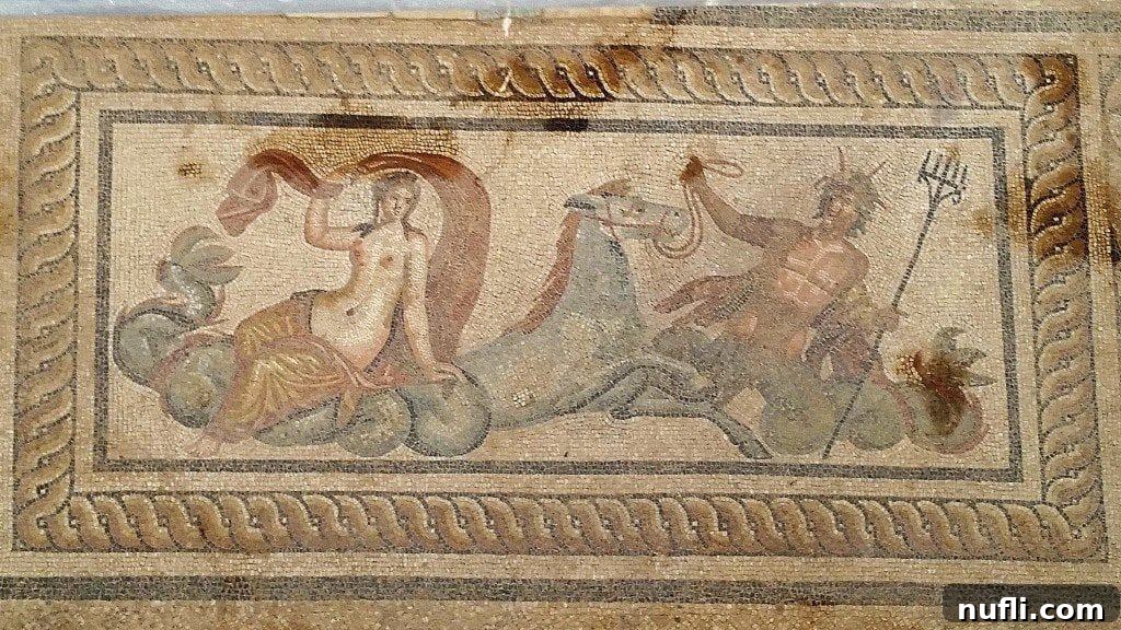 Beautifully preserved geometric tile work and patterns in the Terracotta Houses of Ephesus.