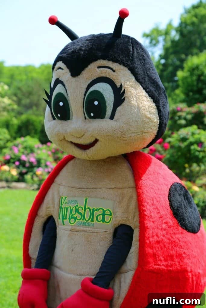 Ladybug mascot at Kingsbrae Gardens