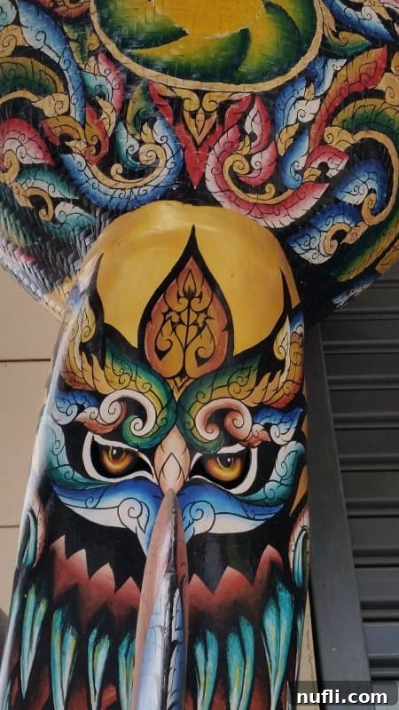 Close up of a Phi Ta Khon Mask