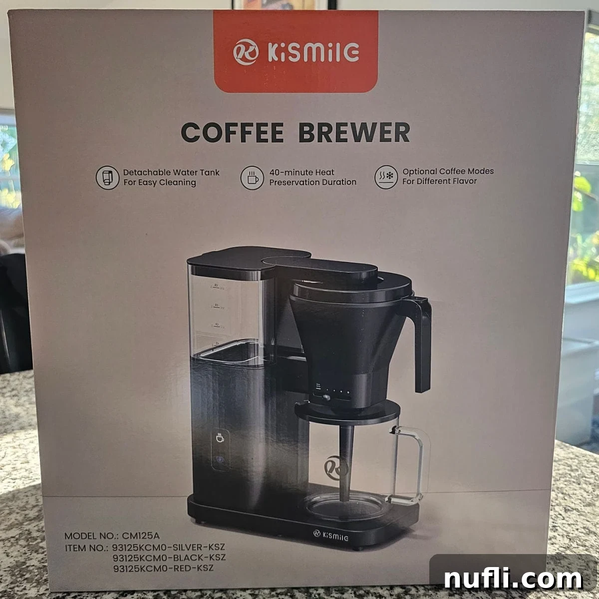 Kismile Coffee Brewer Box with image of the coffee maker